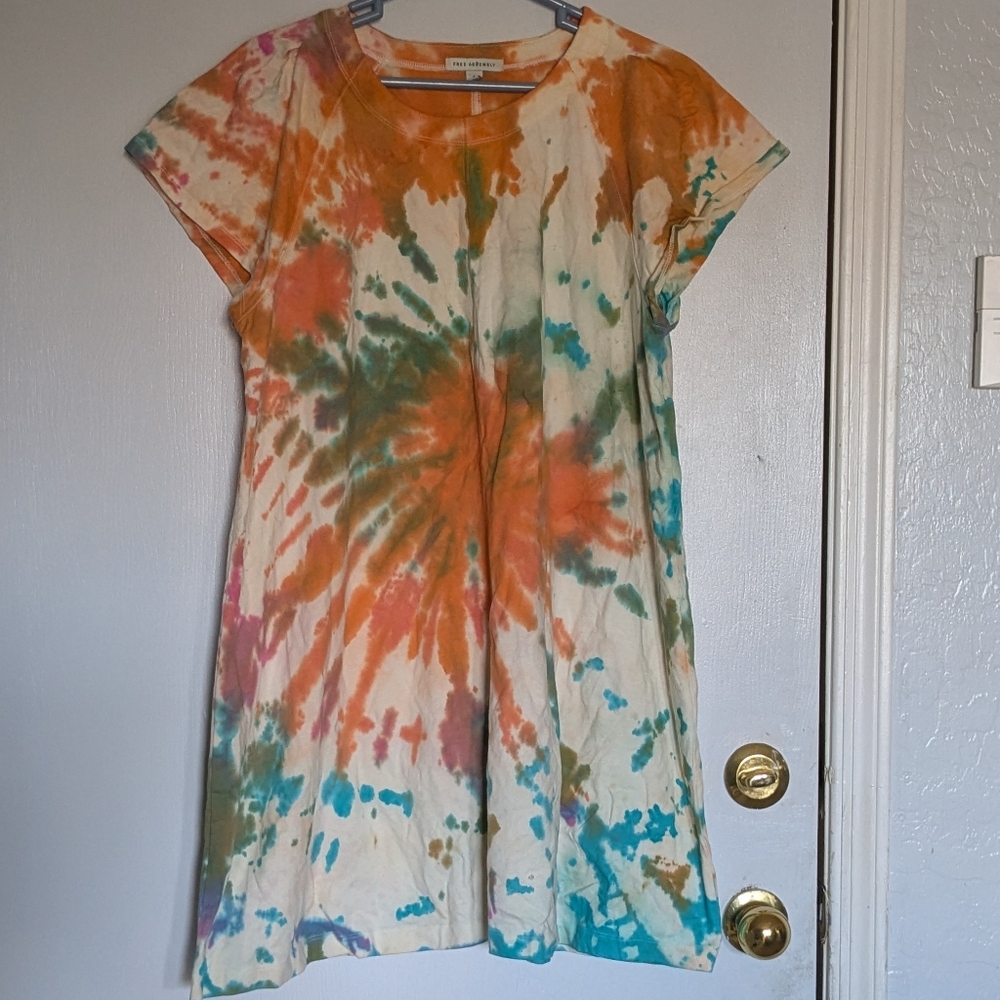 ☀️ Free Assembly Multi-Color Tie-Dye Short Sleeve T-Shirt Dress 🎨